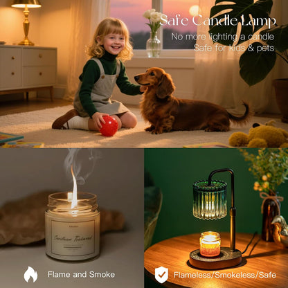 Candeldo Candle Warmer Lamp with Timer: Black Candle Warming Lamp Height Adjustable Wax Melt Warmer Dimmable Modern Farmhouse New Home Bedroom Decor Mothers Day Housewarming Gift for Women