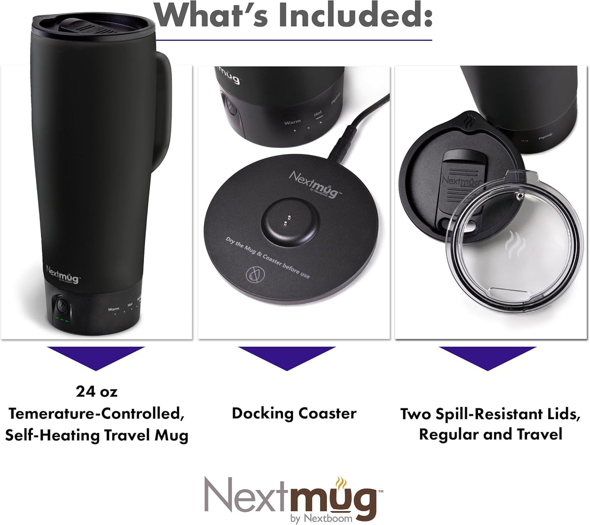 Nextmug Go - Temperature-Controlled, Self-Heating Travel Mug