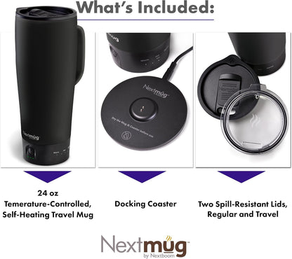 Nextmug Go - Temperature-Controlled, Self-Heating Travel Mug