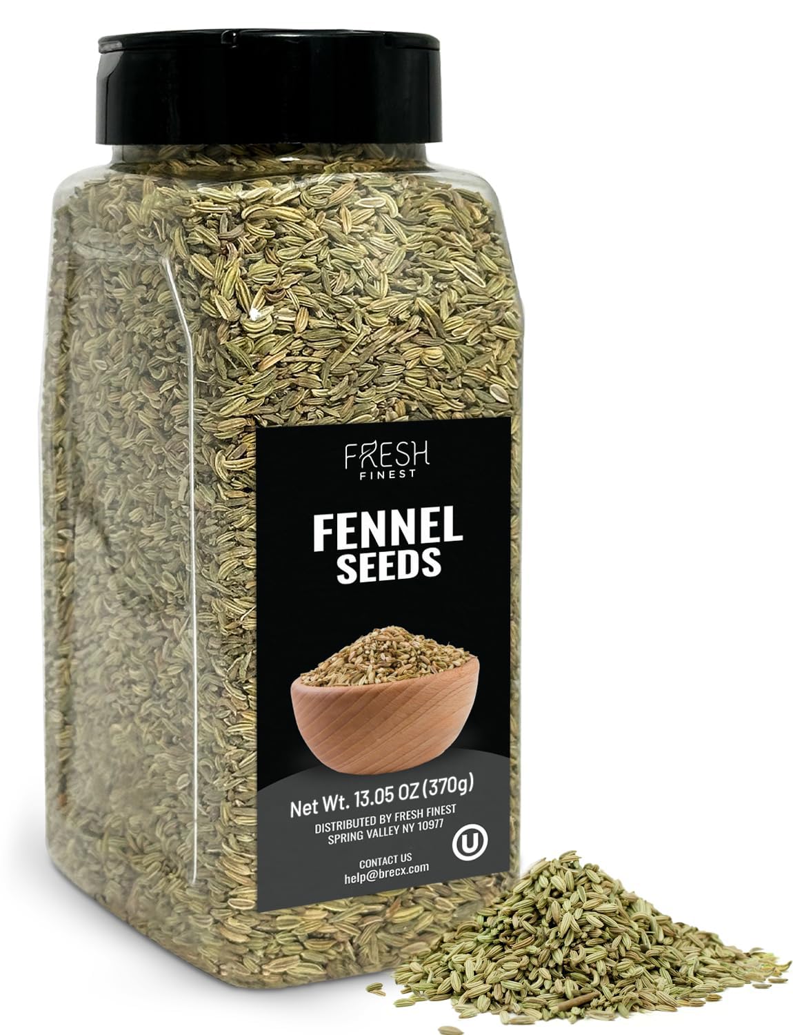 Fresh Finest Fennel Seeds, Premium Whole Fennel Seed for Cooking, Baking, Digestive Health, Non GMO, All Natural - 370G (13.05oz)