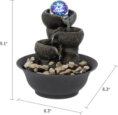 Ferrisland Indoor with LED Lights, Desktop Waterfall Fountain