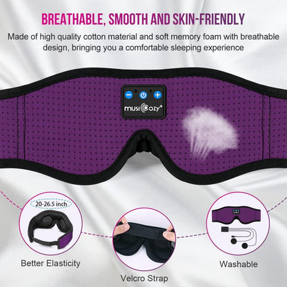 MUSICOZY Sleep Headphones, Bluetooth 5.4 Sleep Mask Headband Headphones Sleeping Eye Mask, Wireless Music Earbuds Earphones with HD Stereo Speakers for Side Sleepers, Cool Gadgets Unique Gift
