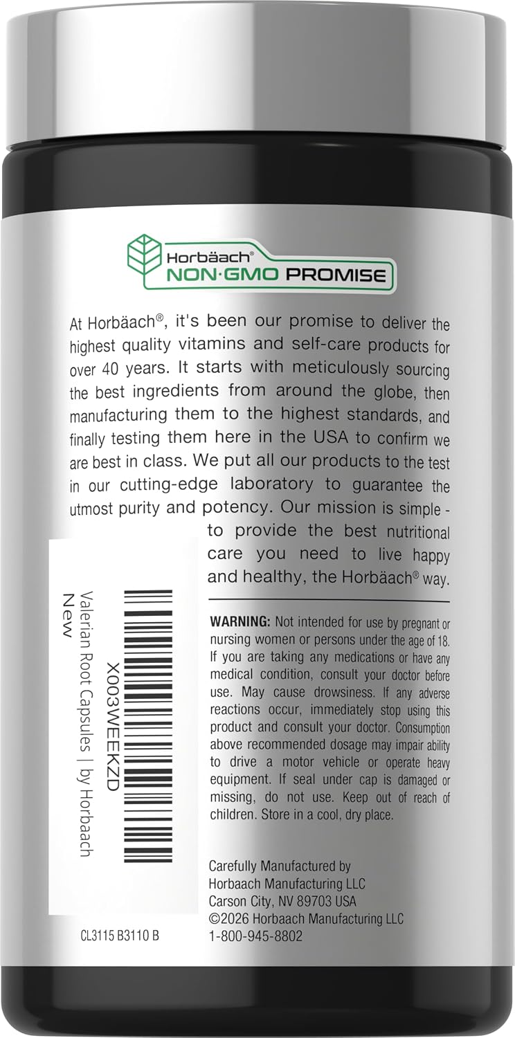Horbäach Valerian Root Capsules | 150 Count | Extract Supplement