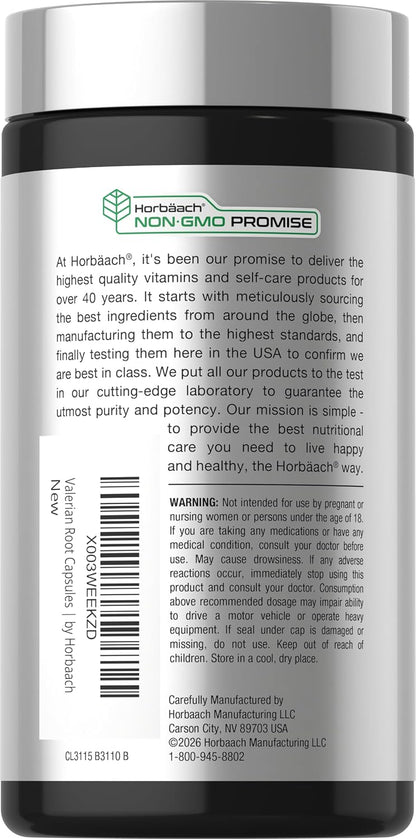 Horbäach Valerian Root Capsules | 150 Count | Extract Supplement