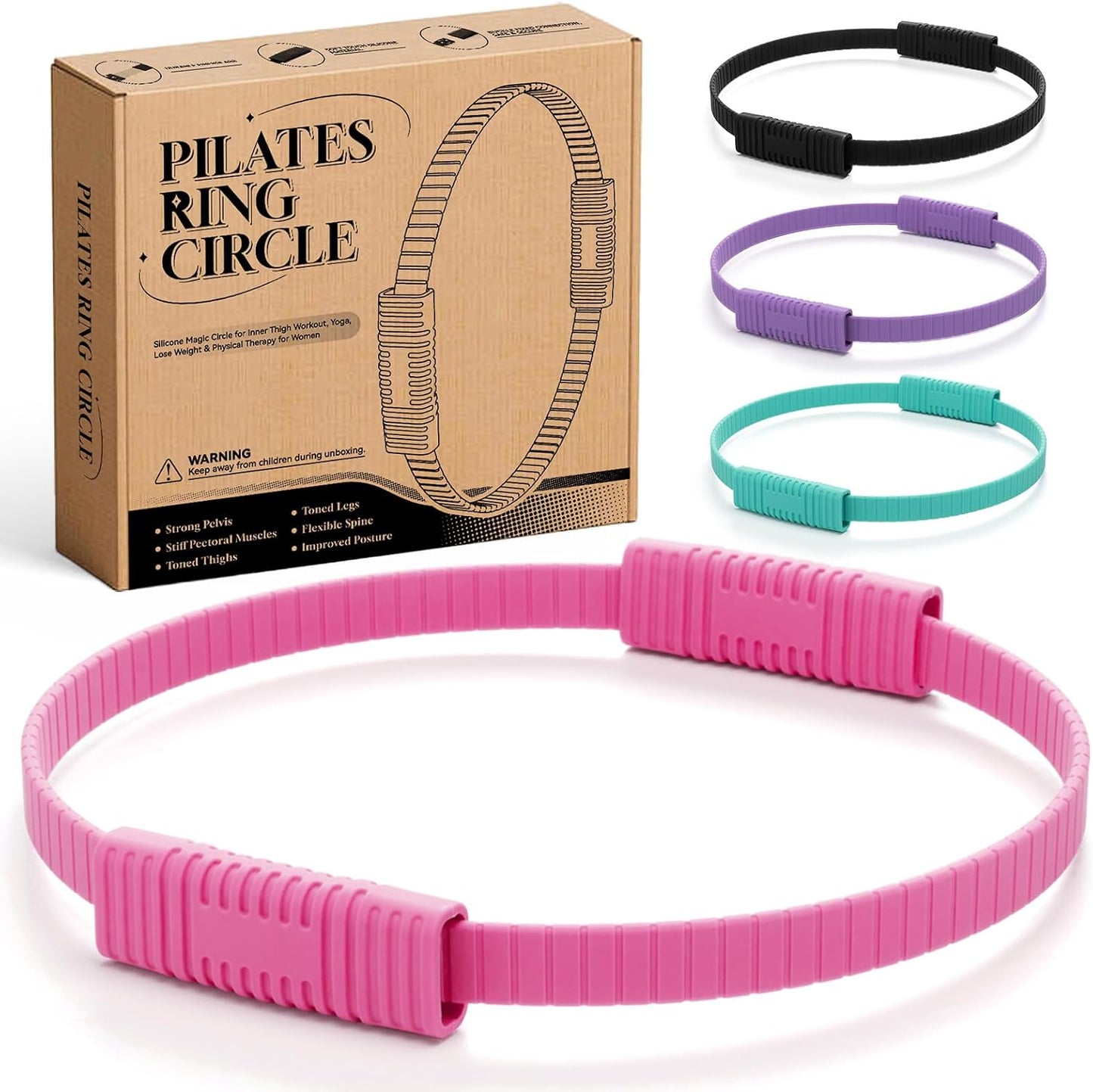 SUBCULTUREPICK Pilates Ring, Silicone Magic Pilates Rings, Lightweight & Durable Flexible Fitness Circle Exercise Equipment for Toning Arms, Thighs,Legs, Core,Yoga & Physical Therapy