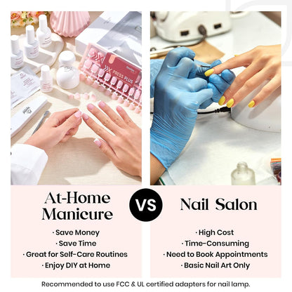 Beetles Press On Nail Kit-Short Square French Tip Press On Nails, 150Pcs Pink French Nail Tips with Nail Glue & Remover Builder Top Coat Nail Lamp, All-in-One DIY Fake Nails Gift for Women