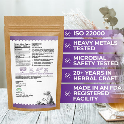 50 Bags Dried Sage Herb Herbs Tea (Salvia Officinalis) - 50 Count Tea Bags Salvia Sage