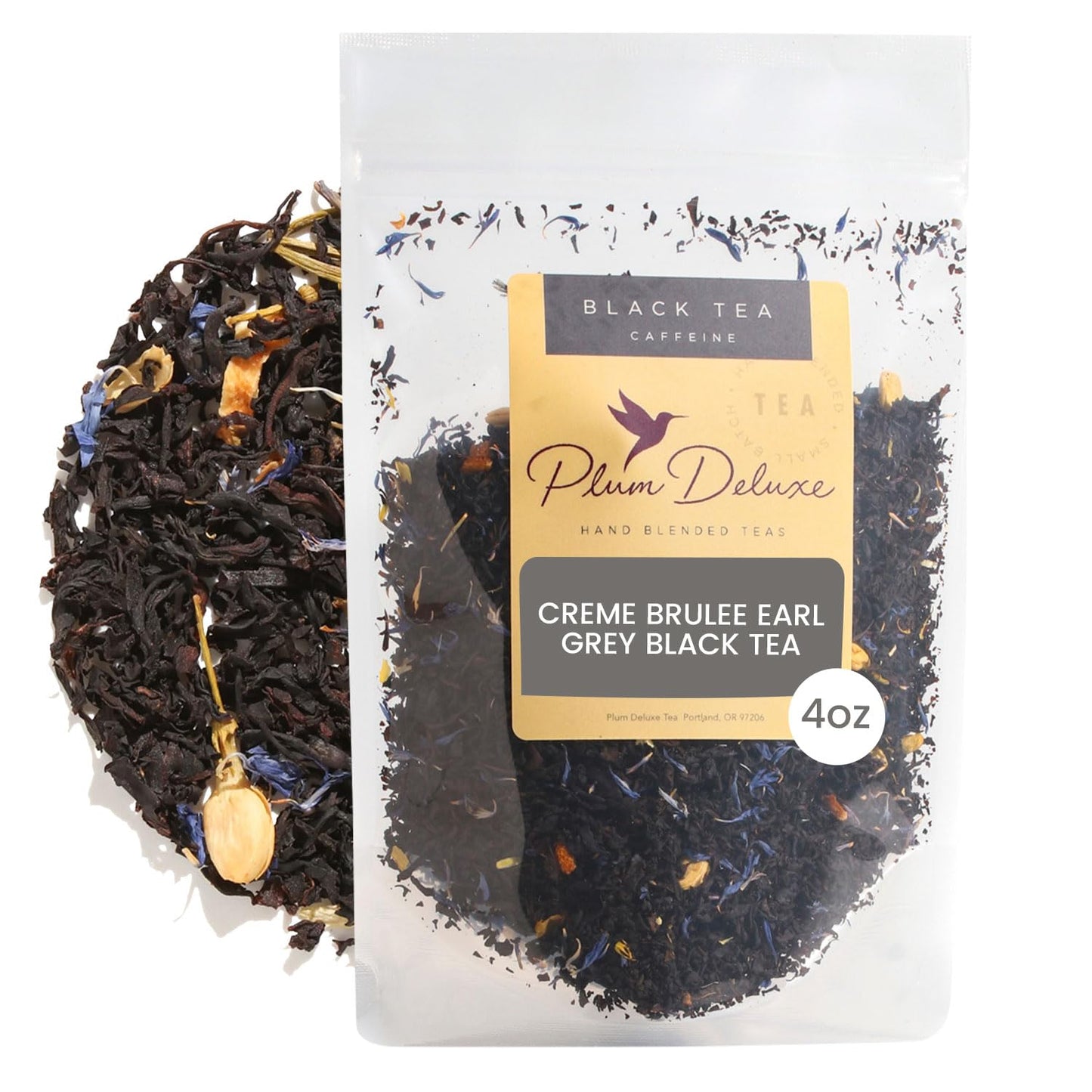 Loose Leaf Tea Sampler – 5 Caffeinated Blends Including Creme Brulee Earl Grey, Peach Oolong, Citrus Mint, Pecan and Floral Black – 75 to 100 Cups – Handcrafted in USA – Plum Deluxe