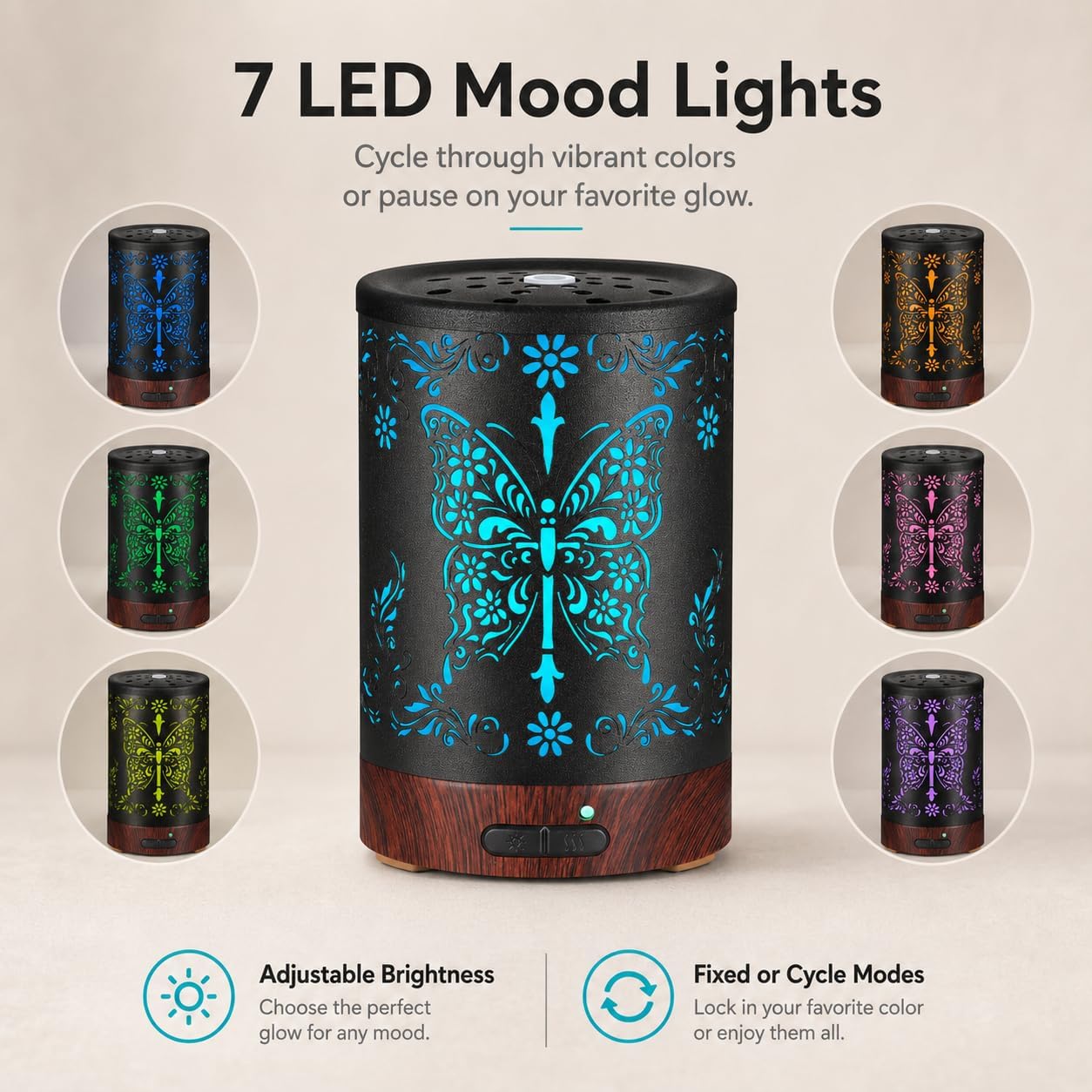 Essential Oil Diffuser, Ultrasonic Diffuser for Essential Oil, Cool Mist Humidifier Aromatherapy Diffuser with 7 Color Lighting Changing Modes, Waterless Auto Shut-Off for Home（Flower Fairy）