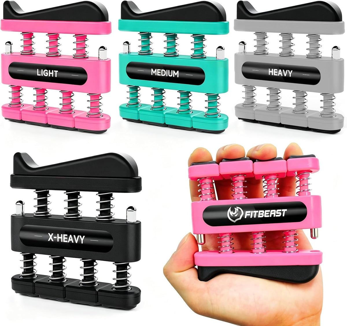 FitBeast Finger Strengthener, Finger Exerciser, Hand Exerciser for Improve Dexterity and Strength in Fingers, Hands, Forearms–Grip Strength Trainer for Musicians, Climbers