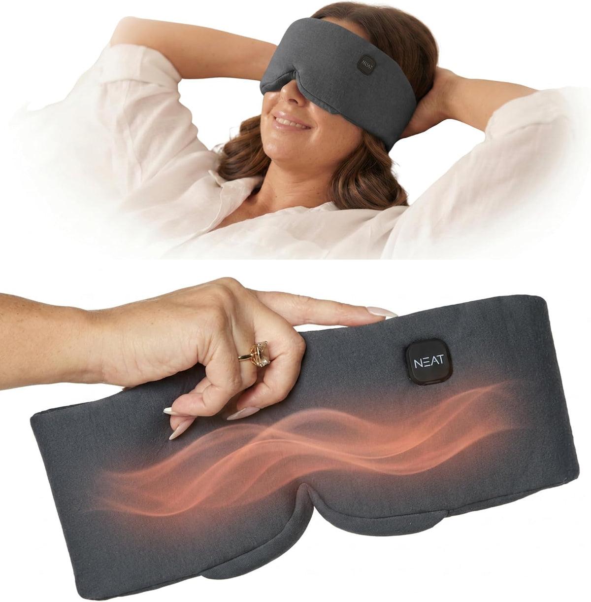 Heated Eye Mask – Cordless Electric Warm Eye Compress for Dry Eyes, Stye & Eye Strain Relief – 4 Heat Settings, Rechargeable, Light-Blocking, Blackout, Washable Cover (Sunset Rose)