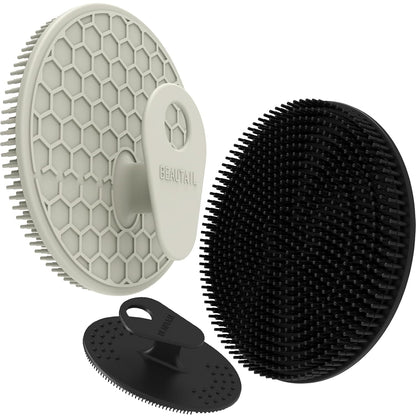 Silicone Body and Face Scrubber Set 5 Pack, BEAUTAIL Shower Bath Scrubber, Gentle Exfoliating Brush for Women Men Sensitive Skin, More Hygienic Than Traditional Loofah, Long Lasting, Black+Pink+Green