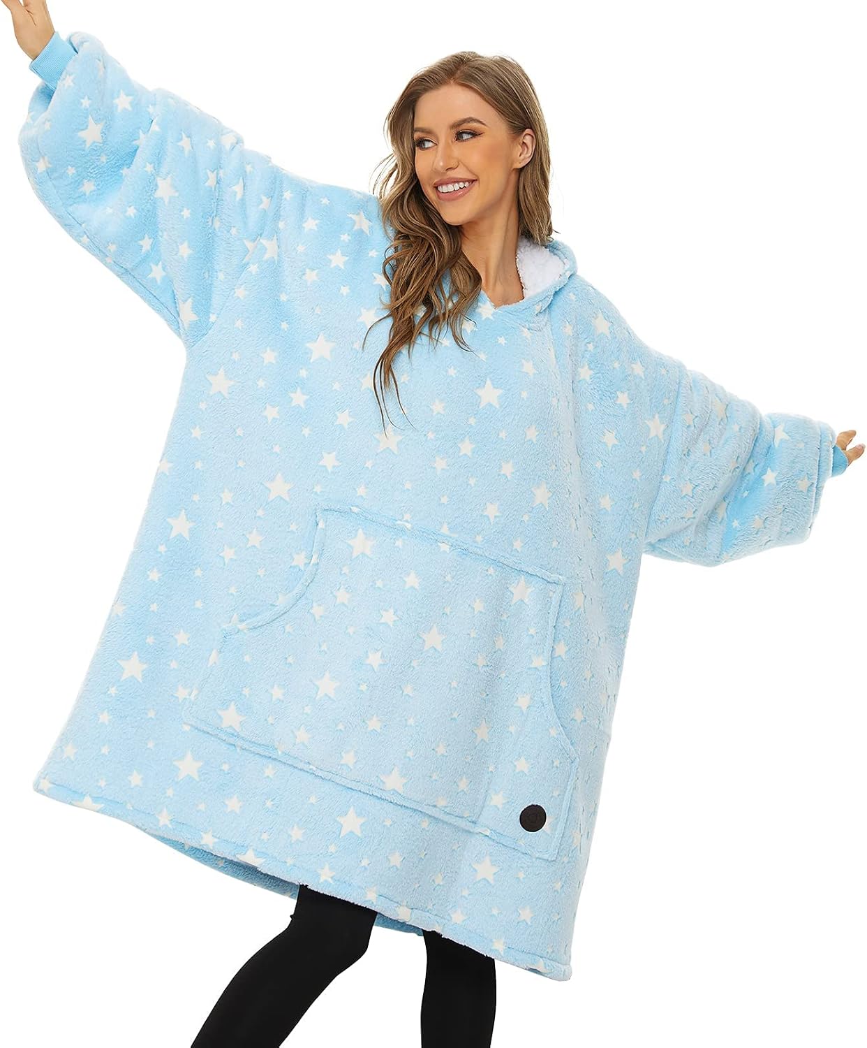 THREE POODLE Wearable Blanket Hoodie for Women, Oversized Sherpa Sweatshirt Blanket for Adults Men, Cozy Hooded Blankets, Gifts for Teen Girls Women Mom Sister