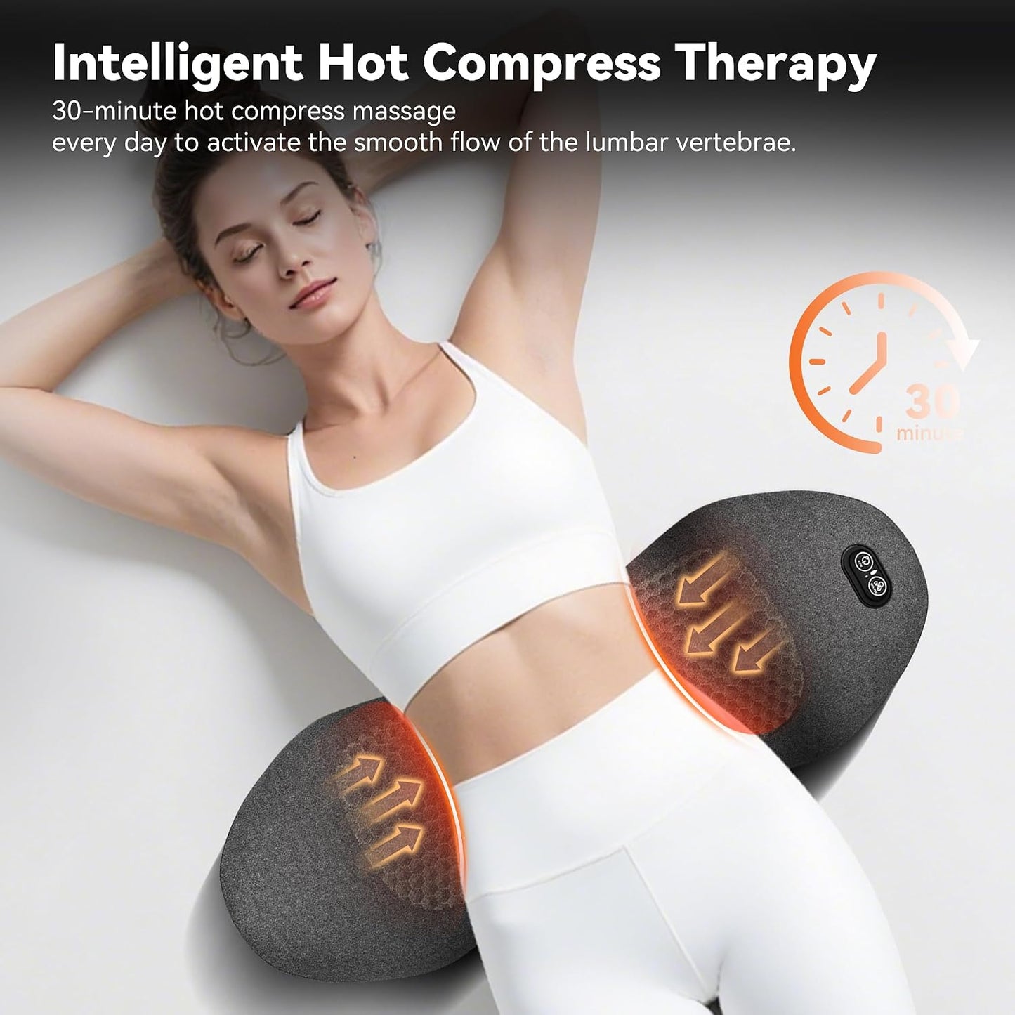 3 in 1 Smooth Spine Triple Fusion Back Massager,Sciatica Pain Relief Device with Heat & Vibration &Stretching, Back Massager for Pain Relief Deep Tissue, Lumbar Pillow for Office Home Use