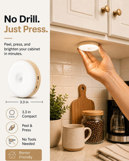 EZVALO RGB Under Cabinet Puck Lights with Remote, Motion Sensor Lights