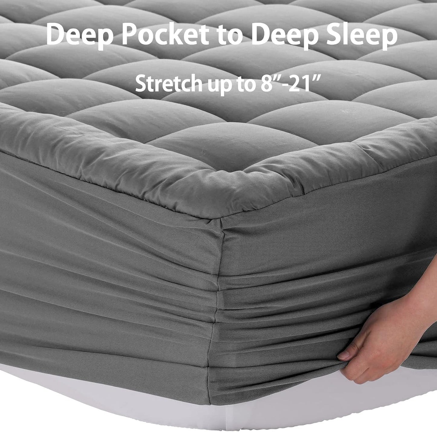 EASELAND Queen Size Mattress Pad Pillow Top Mattress Cover Quilted Fitted Mattress Protector Cotton Top Stretches up 8-21" Deep Pocket Cooling Mattress Topper (60x80 inch, White)