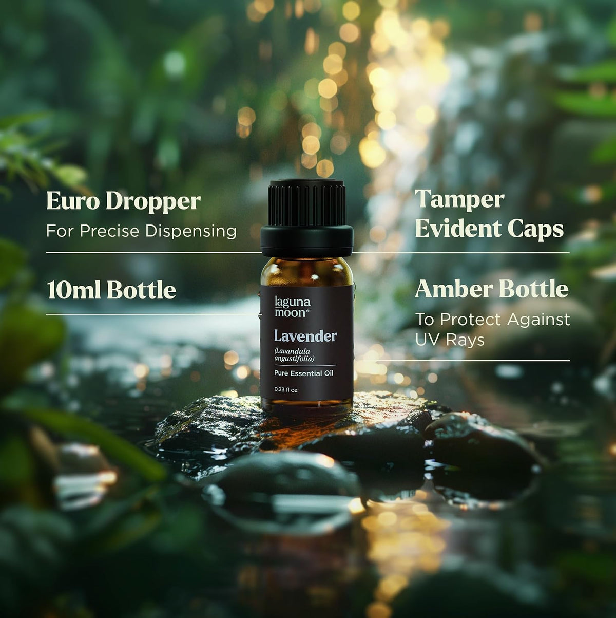 Lagunamoon Essential Oils Aromatherapy Set - 6 Oils for Diffusers, Home Care, Candle Making Scents, Fragrance, Humidifiers, Gifts - Peppermint, Tea Tree, Lavender, Eucalyptus, Orange (10mL)