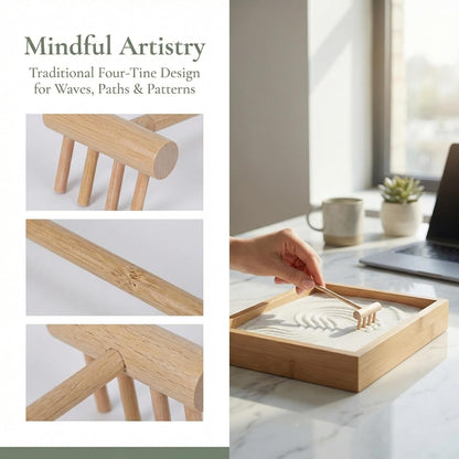 Garneck 64Pcs Mini Zen Garden Rakes Bamboo Sand Rake Set for Desktop Trays