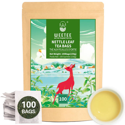 WT WEETEE Nettle Leaf Tea Bags 100 Count, Caffeine-free for Season Changes