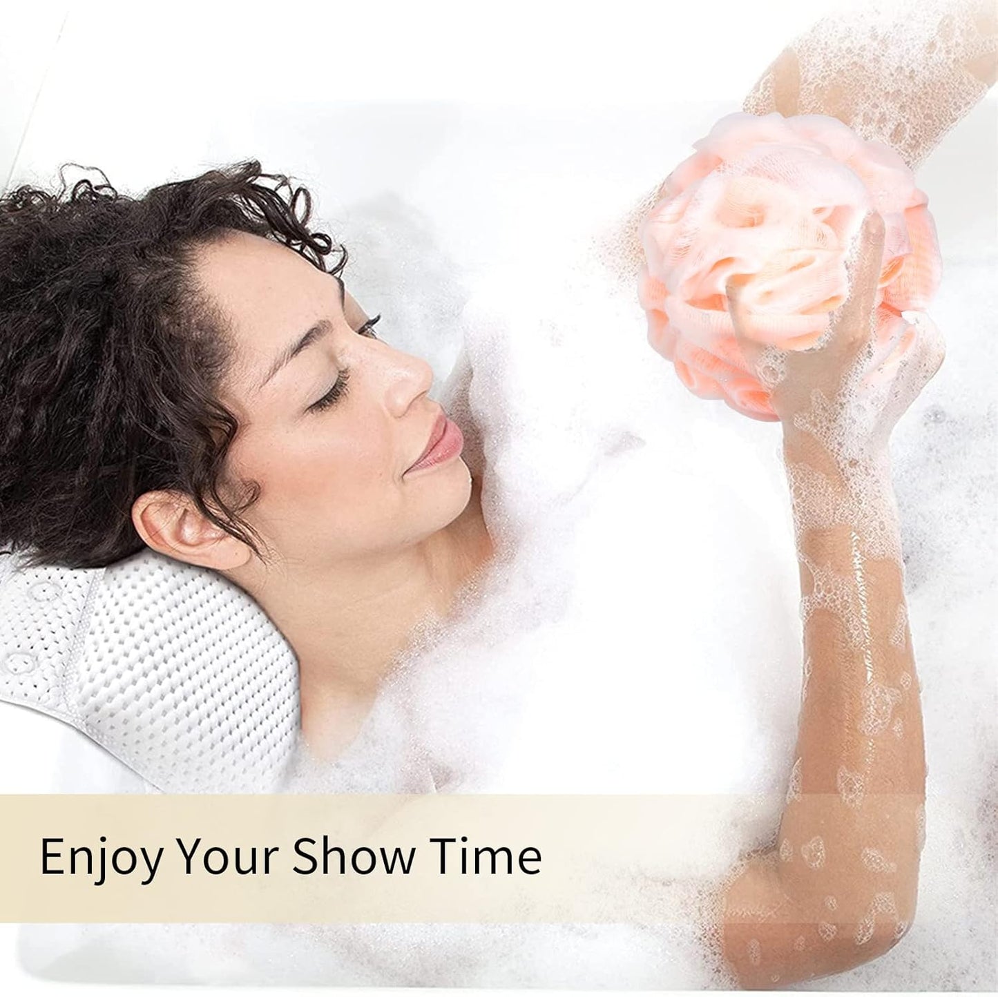 FARMOGA Bath Loofah Sponge Body Scrubber Shower Sponge Exfoliating Mesh Pouf Shower Ball Bath Sponges for Women and Men Bathing Accessories (4Pack 50G Colorful)