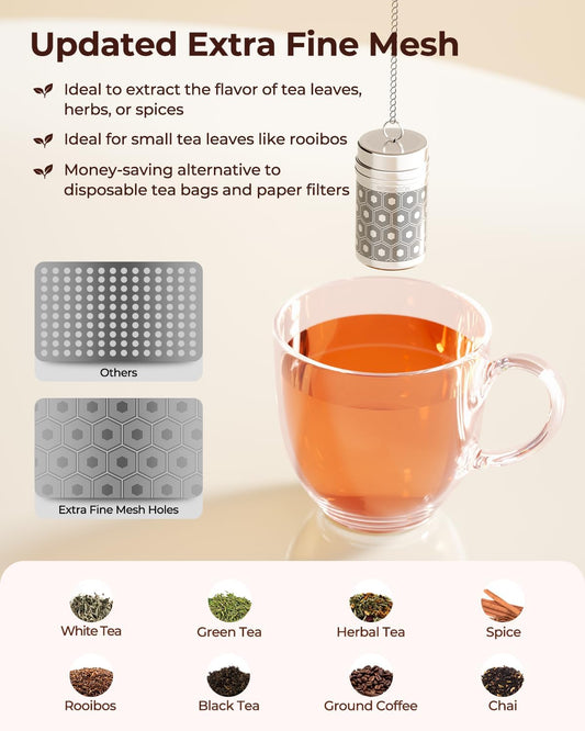 Reinmoson Large Tea Infuser for Loose Tea & Spice Infuser for Cooking, Extra Fine Mesh Tea Strainers, 304 Stainless Steel Loose Leaf Tea Steeper for Black Tea, Rooibos, etc
