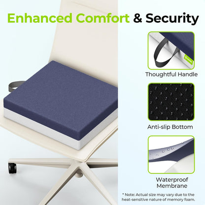 AUVON Ventilation Seat Cushion with Innovation Heat Dissipation Design, Wheelchair Cushion with Supportive Memory Foam, Waterproof & Anti-Slip Cover, Improve Lower Back & Tailbone Comfort