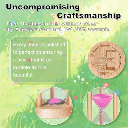 2 Minute Wooden Sand Timer,2 Min Hourglass, Small Sand Watch, Reloj De Arena, Hour Glass Sandglass for Home, Office, Decorative, Game, Classroom