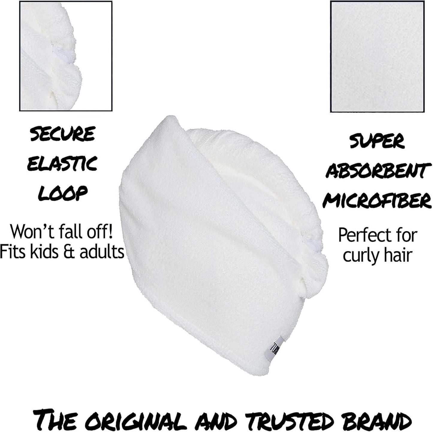 Turbie Twist 2-Pack Microfiber Hair Towel for Beauty, Travel, Gifting - Hair Wrap Turban for Straight, Wavy & Curly Hair - Premium Personal Care - Dark Purple & Light Purple