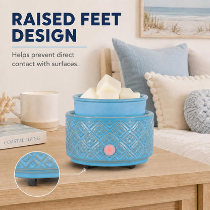 mocosa Ceramic Wax Warmer Wax Melt Warmer for Scented Wax 3-1 Electric Candle Warmer Home Fragrance Wax Burner for Mom Women(White-Fan Shaped)