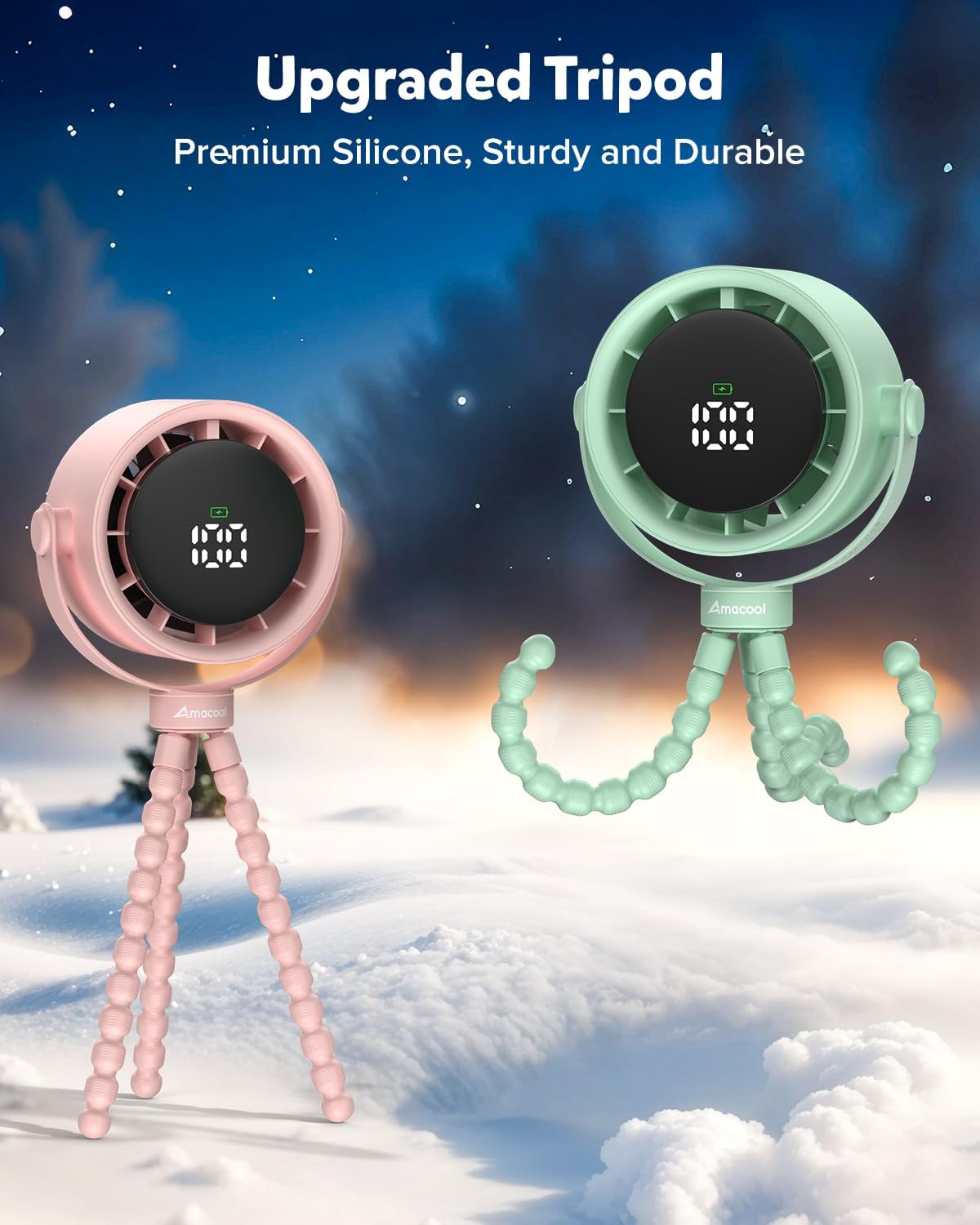 AMACOOL Baby Stroller Fan, Rechargeable Portable Clip on Fan, 17H Cooling