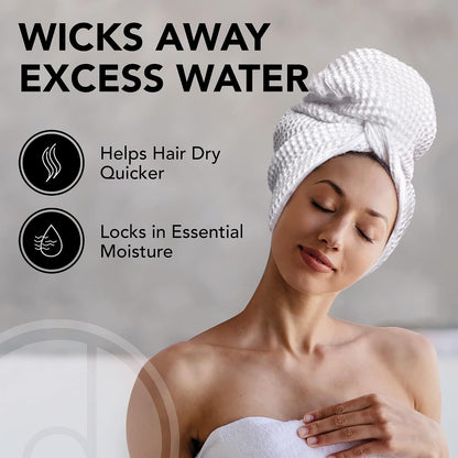 Microfiber Hair Wrap for Women - Extra Large 45 x 25 Quick-Dry Towel, Anti-Frizz, Breathable, Waffle Knit, Elastic Loop for Wet, Curly & Straight Styles - Grey - Microfiber Hair Towel