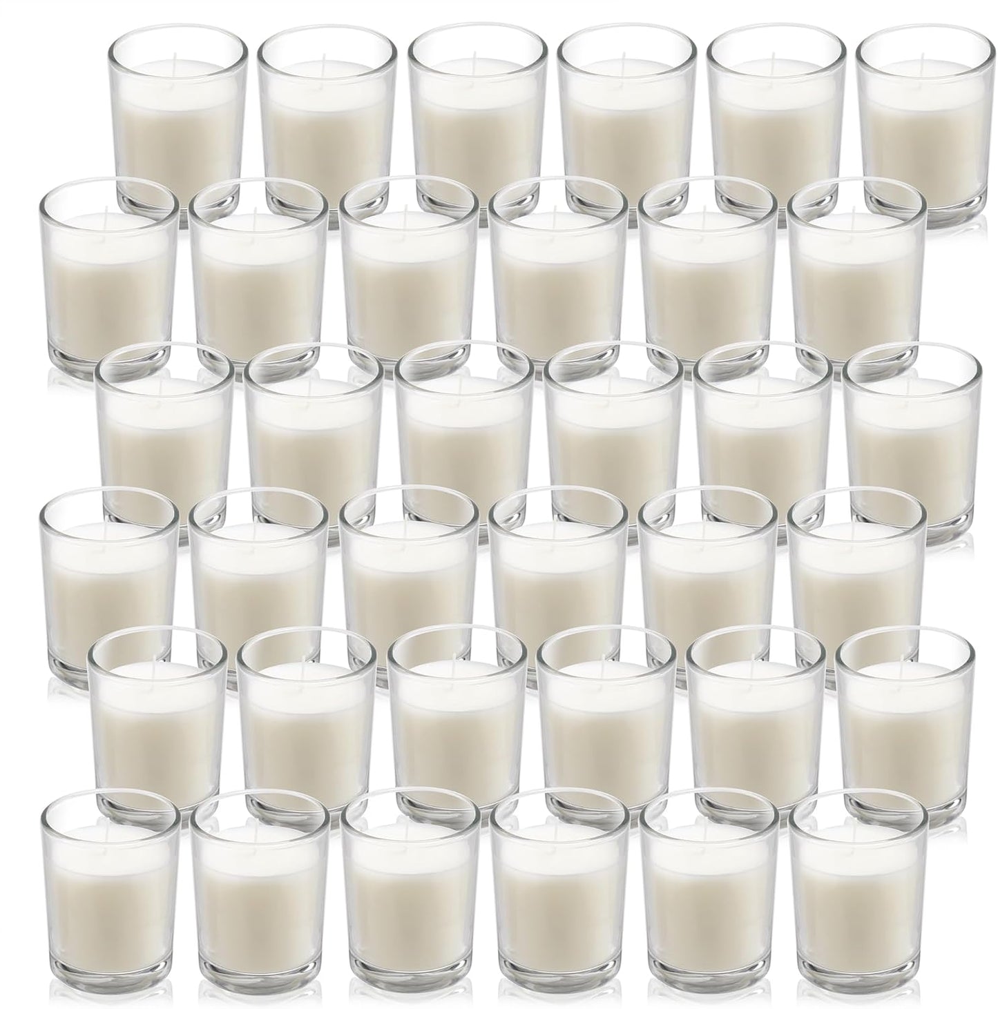 Housecret 24 Pack Warm White Unscented Clear Glass Filled Votive Candles. Hand Poured Wax Candle Ideal Gifts for Aromatherapy Spa Weddings Birthdays Holidays Party