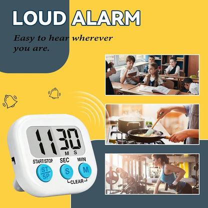 12 Pack Digital Kitchen Timers for Cooking, Loud Alarm Large LCD Display Magnetic Classroom Timers for Teachers Kids, Extensively Use in Classroom, Cooking, Meeting, Gym