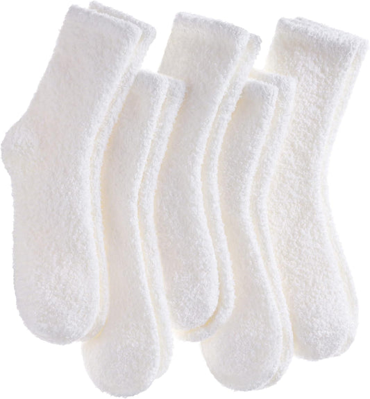 CHOWISH Womens Fuzzy Slipper Socks Super Soft Microfiber Fluffy Cozy Winter Warm Fuzzy Crew Socks