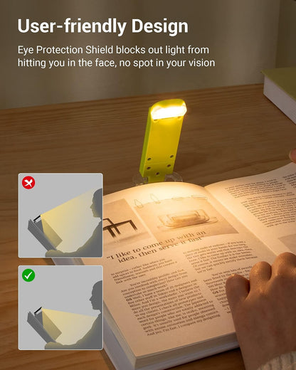 DEWENWILS USB Rechargeable Book Light for Reading in Bed, LED Book Reading Lights with Clip, Perfect for Bookworms, Kids, Warm White, Brightness Adjustable (Blue)