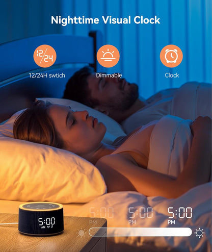 Dreamegg D1+ Sound Machine & Alarm Clock - Sound Machine for Sleep, White Noise Machine with 29 Soothing Sounds, Night Light, 0-100% Dimmable, White Noise Alarm Clock for Bedrooms Adults Baby
