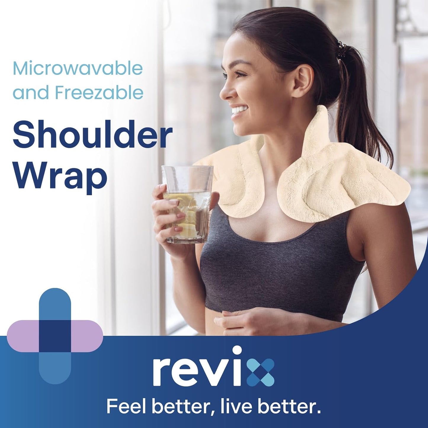 REVIX Heated Neck Wrap Microwave Heating Pad for Neck and Shoulders Pain Relief, Weighted Neck Warmer Microwavable with Miost Heat, Unscented