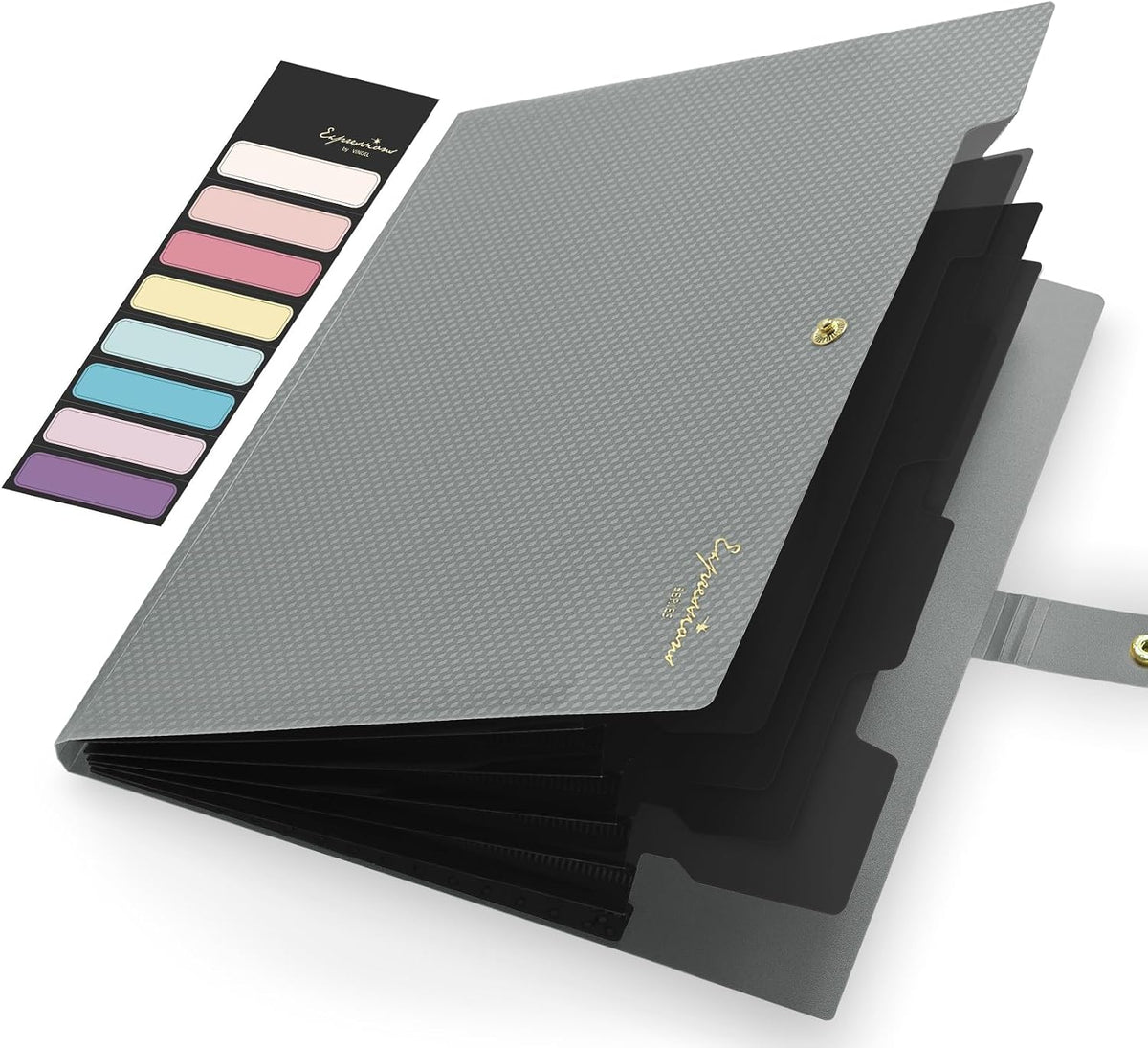 Sooez Accordion File Organizer 8 Pocket, Expanding File Folder with Labels