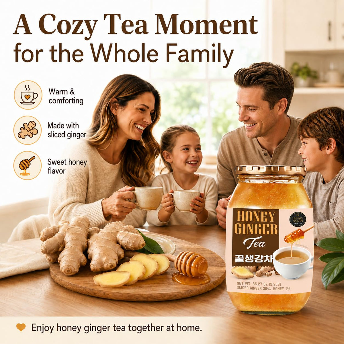 Unha's Korean Honey Ginger Tea, Sliced Ginger, 35.27 oz
