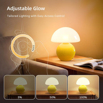 Dawnwake Mushroom Lamp Table Lamp for Bedroom,Desk Bedside Small Lamps for Living Room Night Stands,Mushroom Decor Cute Mini Modern Mid Century Lamps,Unique Aesthetic Home Living Room Decor(White)