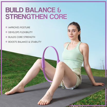 Pilates Kit, 13.5" Pilates Ring with Mini Ball & Resistance Bands