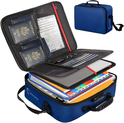 ROLOWAY 5200°F Fireproof Document Bag with Lock (17 x 12.3 x 5.3 inch), Upgraded Heat Insulated Fireproof Bag with Multi-Layer File Organizers, Important Document Storage for Home Safe
