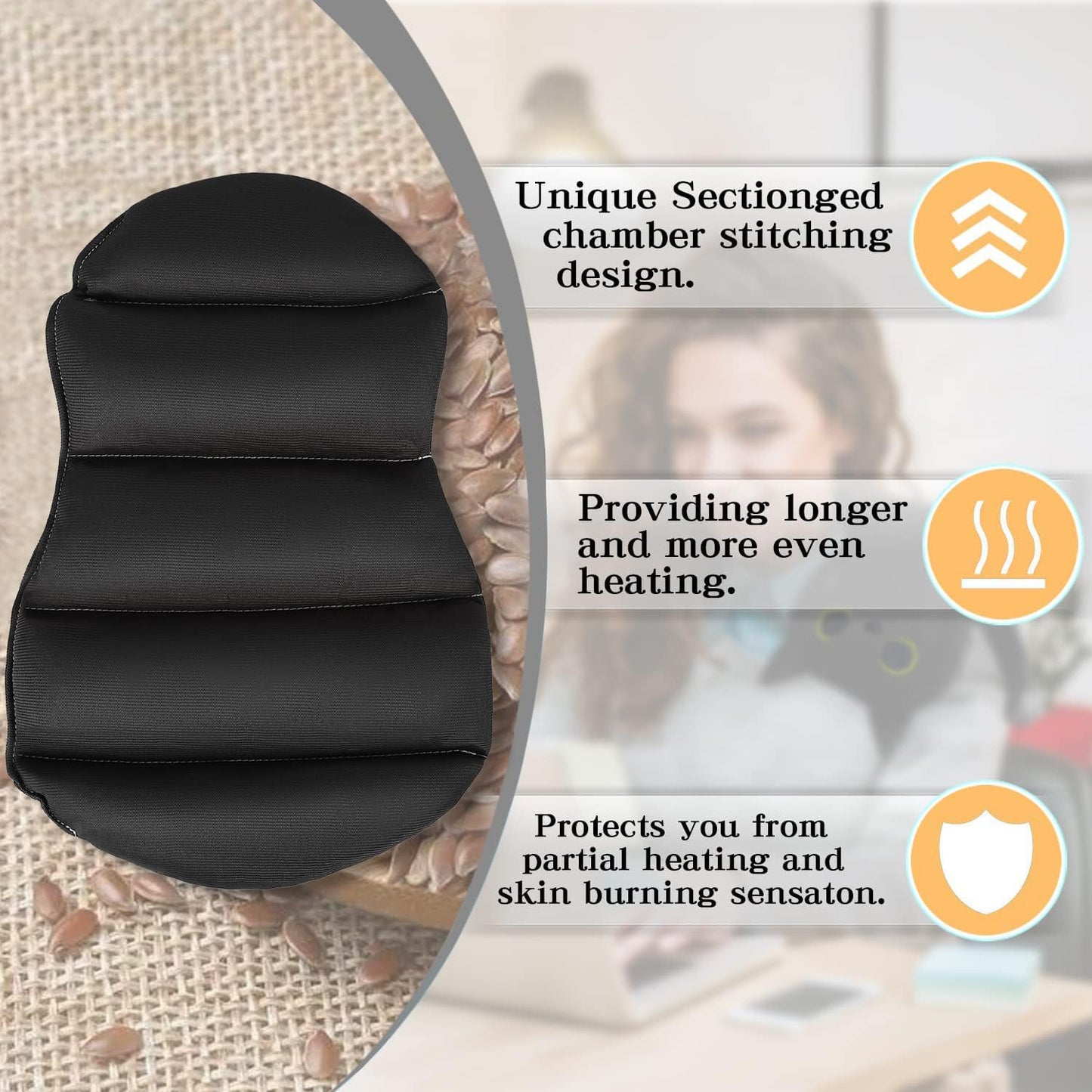 Microwave Heating Pad for Pain Relief, 17" x 9" Microwavable Heating Pads for Cramps, Back Pain, Neck Shoulder, Muscles, Knee, Joints, Natural Heat Pack Moist Heat, Black Cat