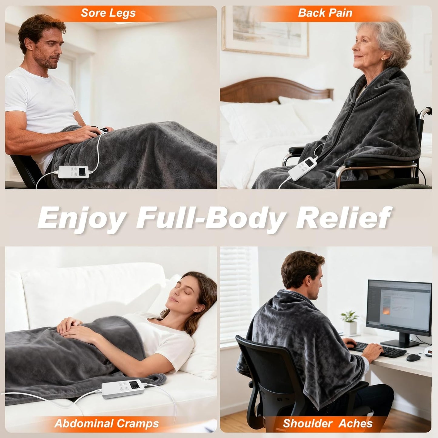 Extra Large Heating Pad for Back Pain Period Cramps Relief, King Size 59x27 Full Body Wrap Around Electric Heat Pad, Plug in Wearable 2 in 1 XXL Heat Cloak, Gift for Women Men Elders Home Office Use