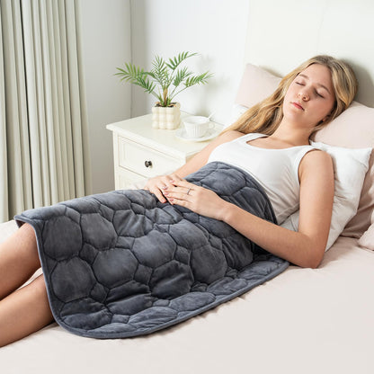 Wemore Weighted Lap Blanket 7lbs for Adults, Small Weighted Blanket Throw for Travel, Soft Weighted Lap Pad for Relaxation, Calming, Napping and Sleeping, Machine Washable, Light Grey 29" x 24"