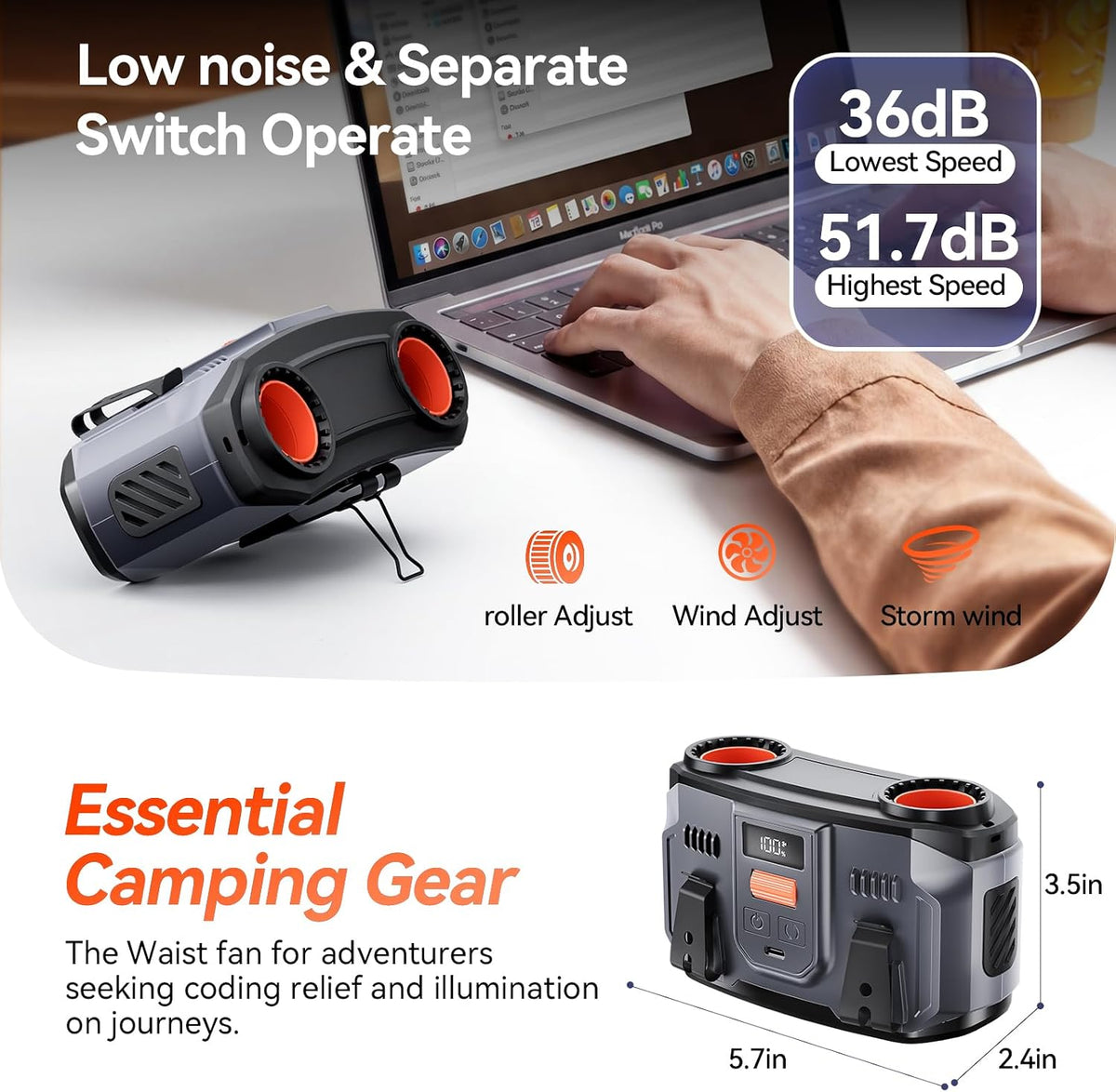 24000mAh Personal Waist Fan