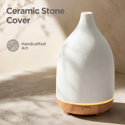 InnoGear Oil Diffuser, 300ML Ceramic Diffuser for Essential Oils Handcrafted Aromatherapy Diffuser Ultrasonic Cool Mist Humidifier with 4 Timers Waterless Auto Off for Room Office, White