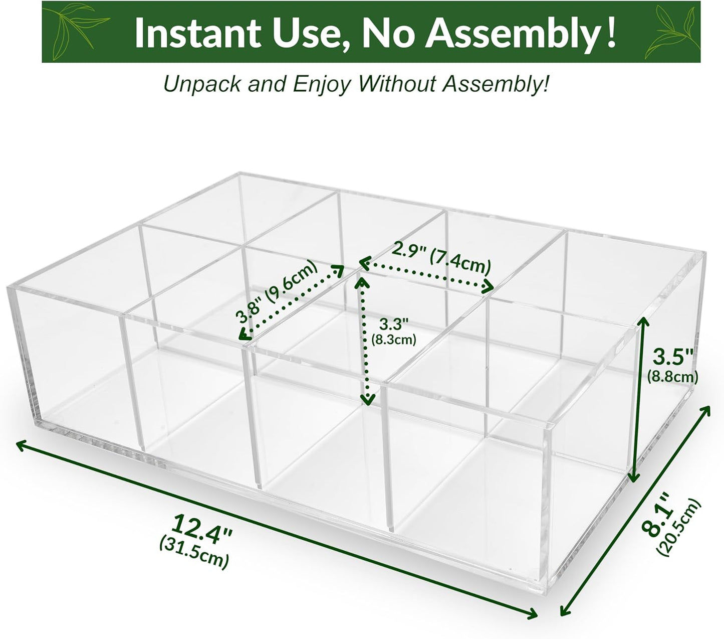 Heavy-Duty Acrylic Tea Bag Organizer, 8-Compartment Storage Box | Perfect Organizer: 8-compartment design keeps tea bags and coffee pods neatly sorted, saving space on your countertop.