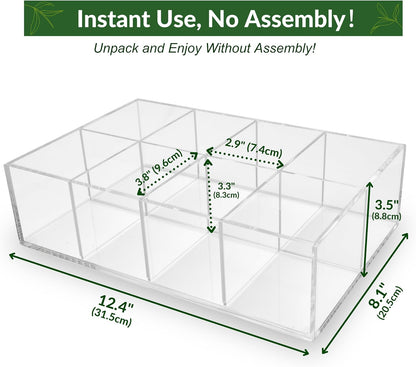 Heavy-Duty Acrylic Tea Bag Organizer, 8-Compartment Storage Box | Perfect Organizer: 8-compartment design keeps tea bags and coffee pods neatly sorted, saving space on your countertop.