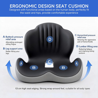 Ergonomic Car Seat Cushion with Lumbar Support, Pressure-Responsive Memory Foam, Enhanced Pelvic Stability for Pressure Relief, Ideal for Long Driving, Office & Home (Gray)